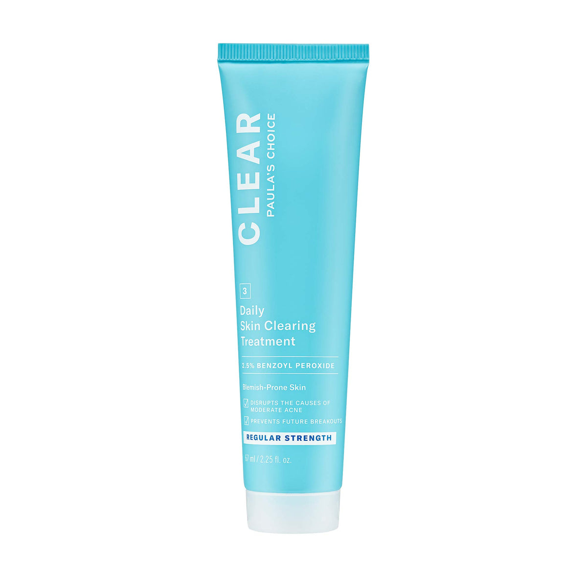 Paula's Choice CLEAR daily cream tube demonstrates acne control with fragrance-free care.