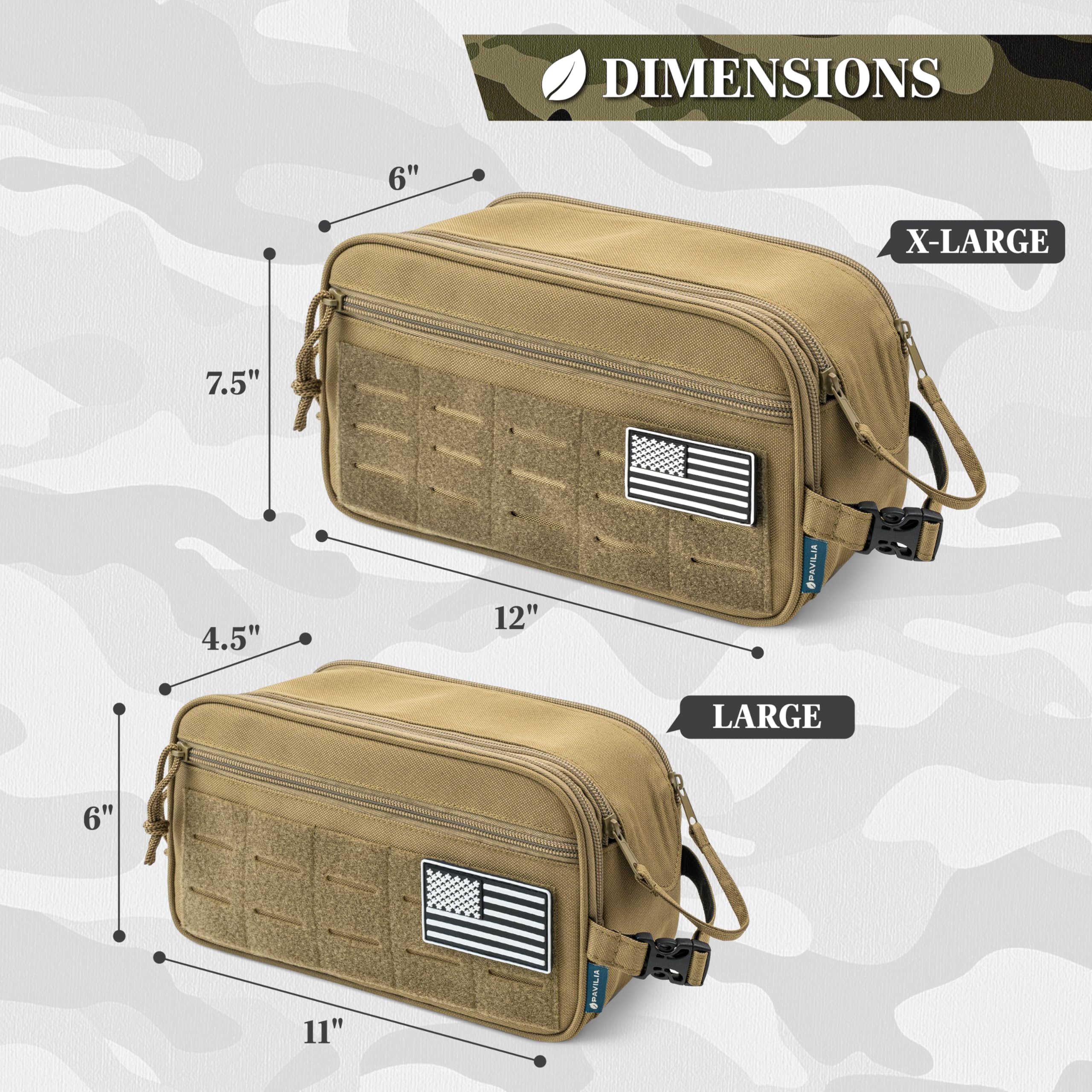 PAVILIA compact Dopp kit with secure hook and handle for quick access.