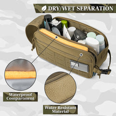 PAVILIA bag opened showing large main compartment and elastic pockets for grooming items.