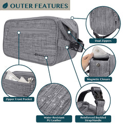 PAVILIA toiletry bag with attached handle and buckle for easy hanging in bathrooms