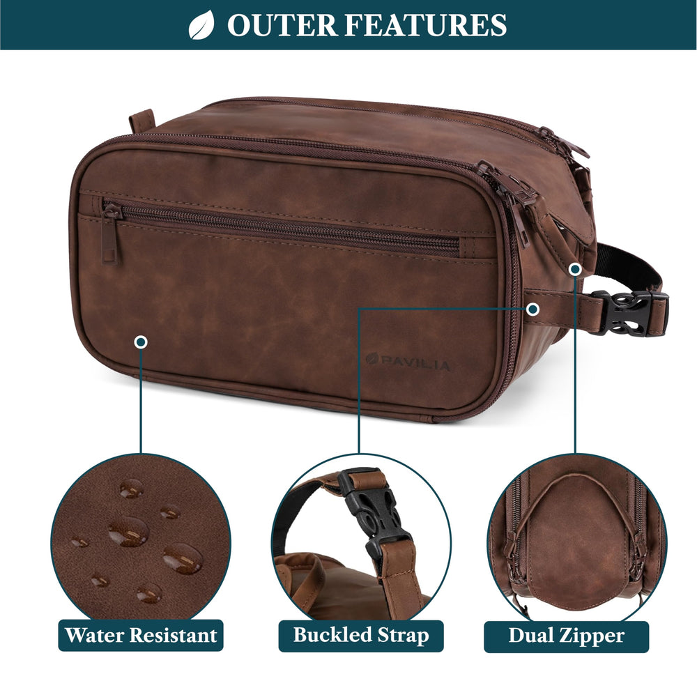 PAVILIA Toiletry Bag hanging handle enables convenient hotel-room accessibility