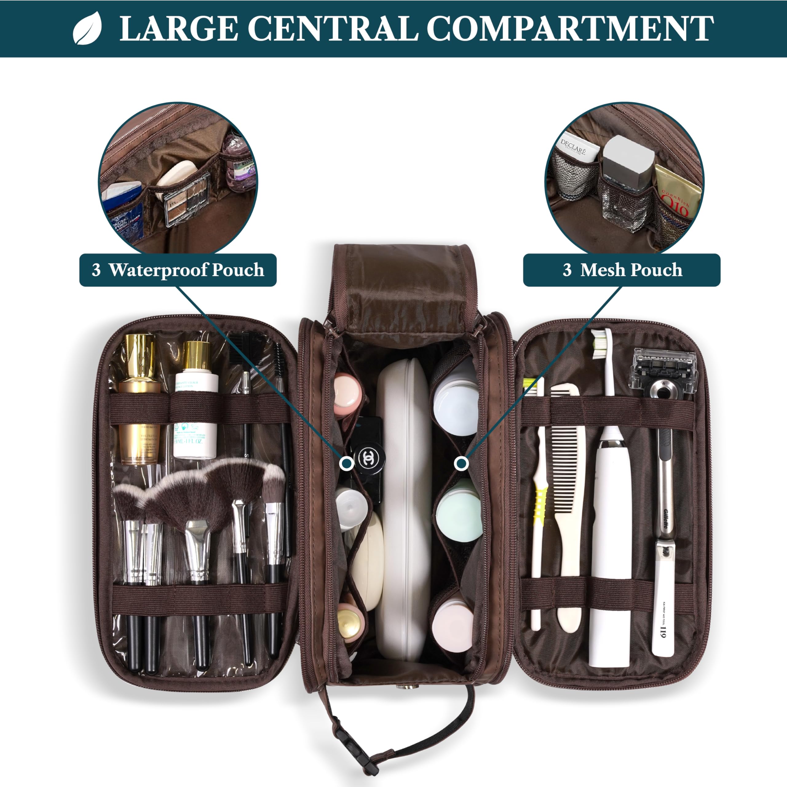 PAVILIA Toiletry Bag large capacity fits shaving kits and toiletries comfortably