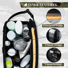 PAVILIA dry-wet compartment keeps damp items separate.