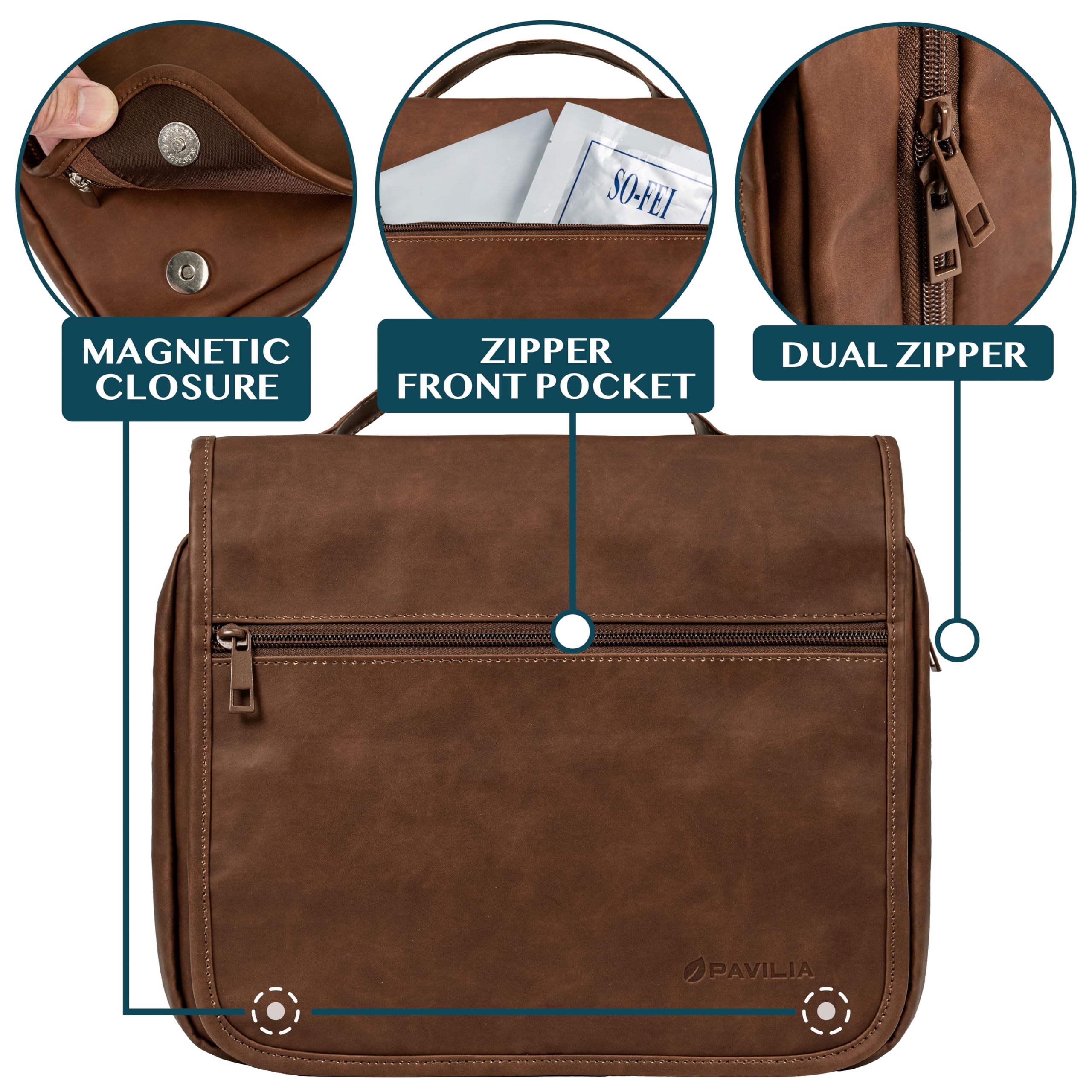 PAVILIA toiletry bag front pocket organized for quick access