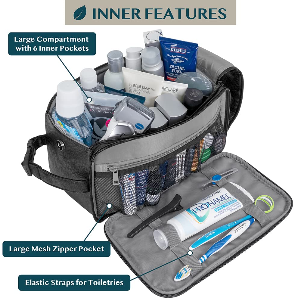 PAVILIA Toiletry Bag large main compartment offers easy access to grooming essentials.