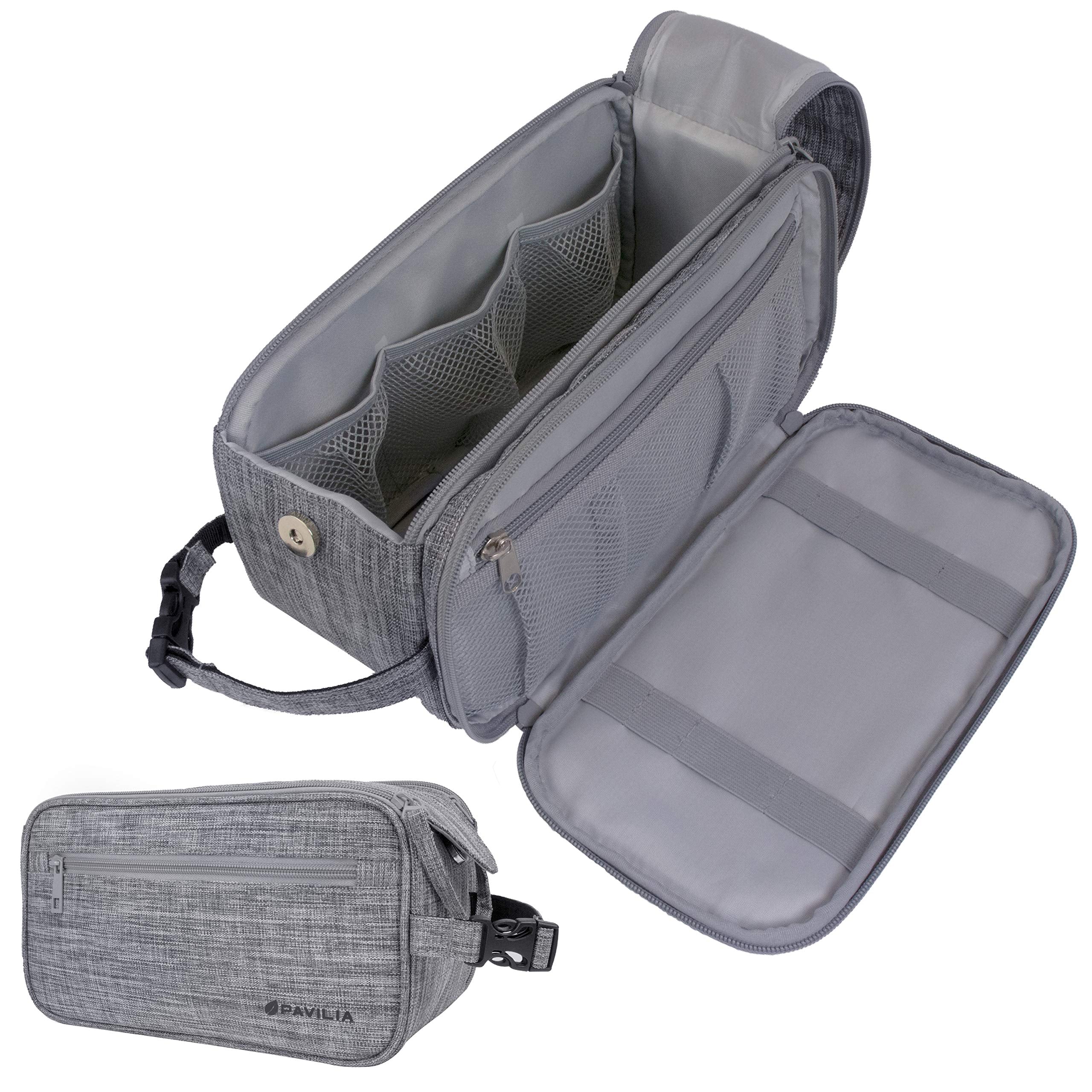PAVILIA toiletry bag with large compartment for organized grooming essentials on the go