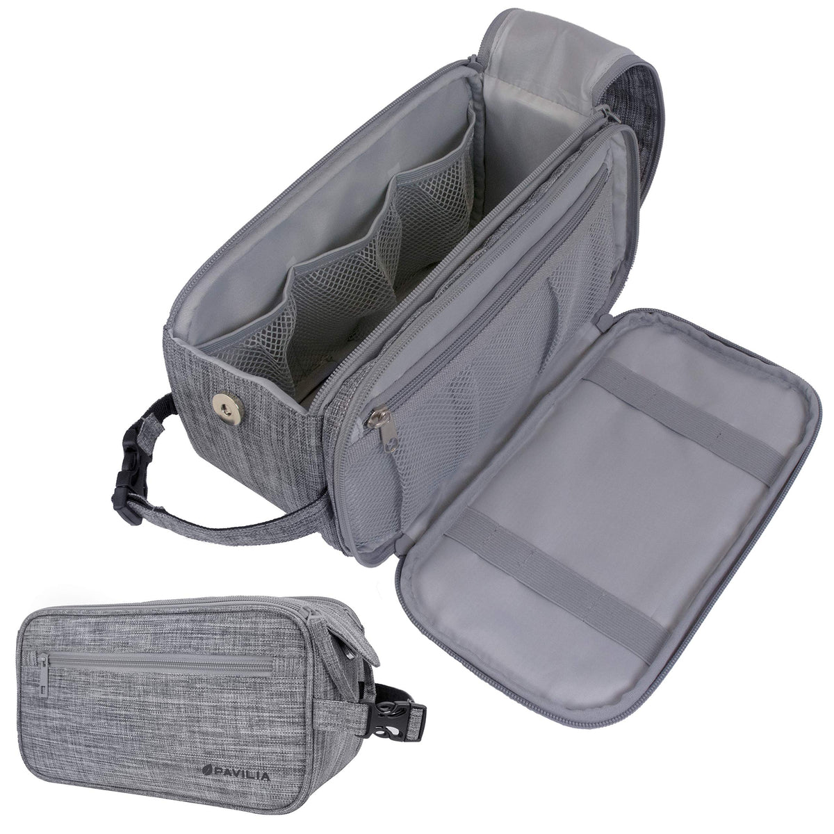 PAVILIA toiletry bag with large compartment for organized grooming essentials on the go
