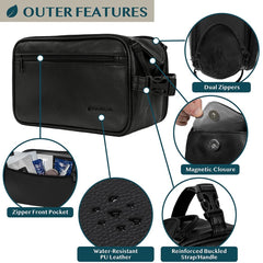 PAVILIA Toiletry Bag side pockets and elastic bands secure grooming tools.