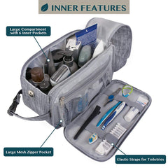 PAVILIA water-resistant PU leather toiletry bag protects contents during travel