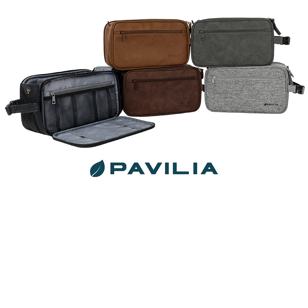 PAVILIA Toiletry Bag XL Brown 12.5x6x7 inches fits in luggage