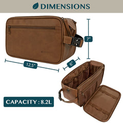 PAVILIA Toiletry Bag XL Brown open main compartment enables easy access to essentials
