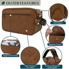 PAVILIA Toiletry Bag XL Brown water resistant material protects contents on the go