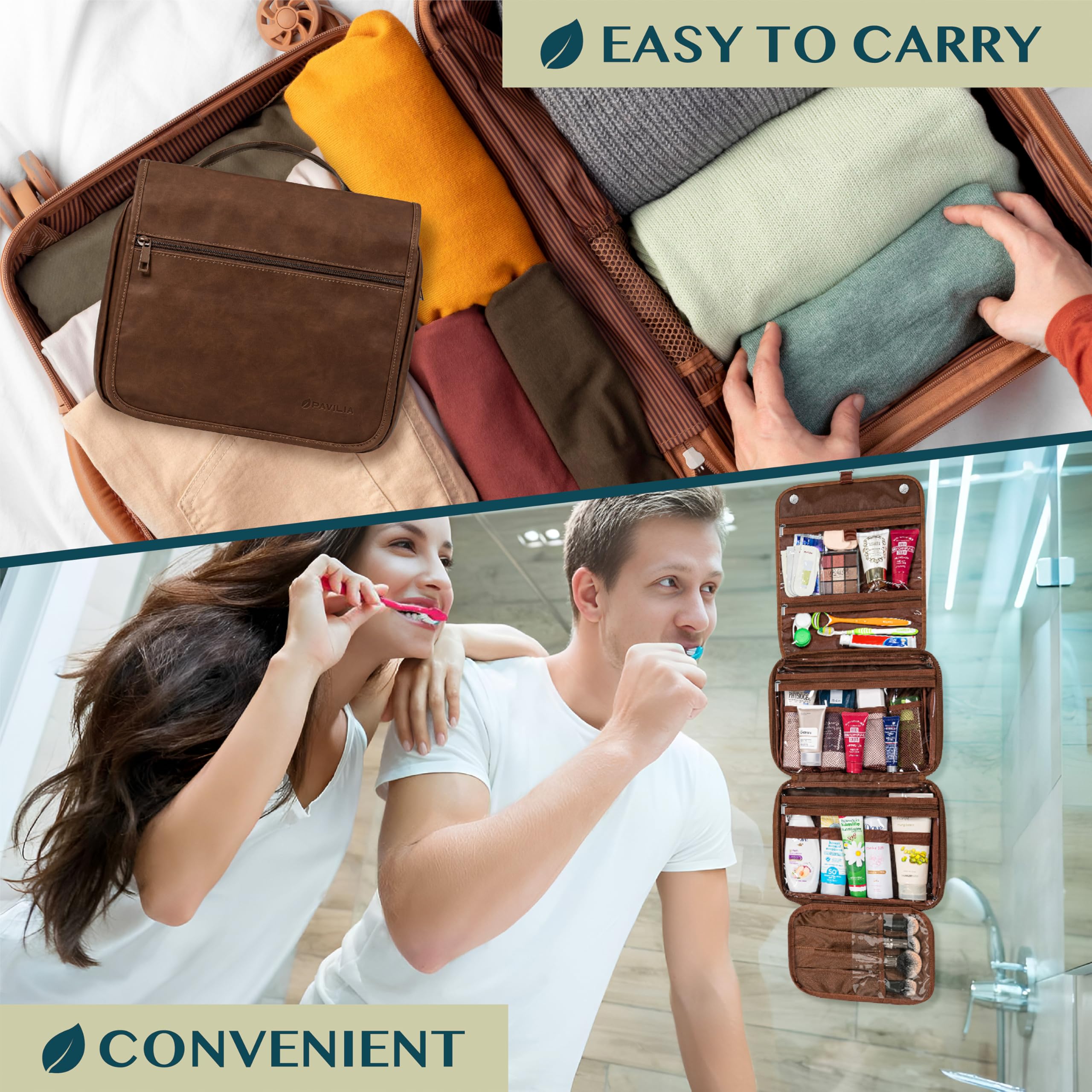 PAVILIA waterproof compartment keeps wet items separate during trips