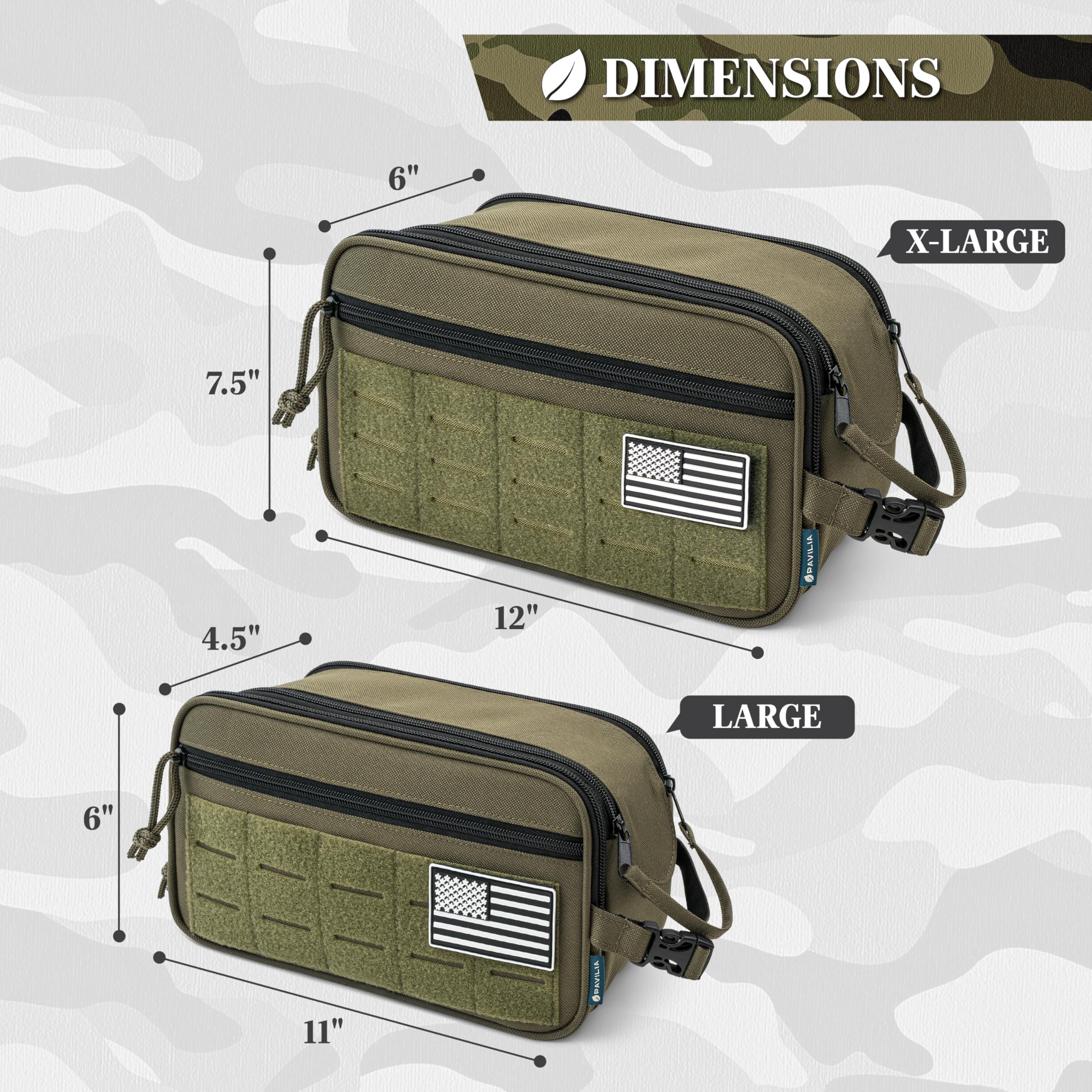 PAVILIA Olive water-resistant fabric protects contents during travel.