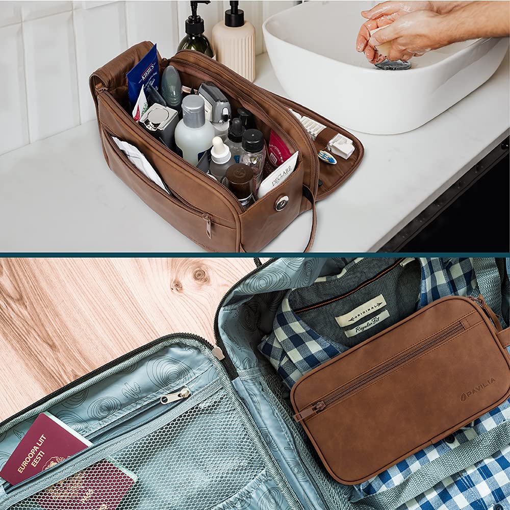 PAVILIA Toiletry Bag hanging buckle for easy bathroom storage