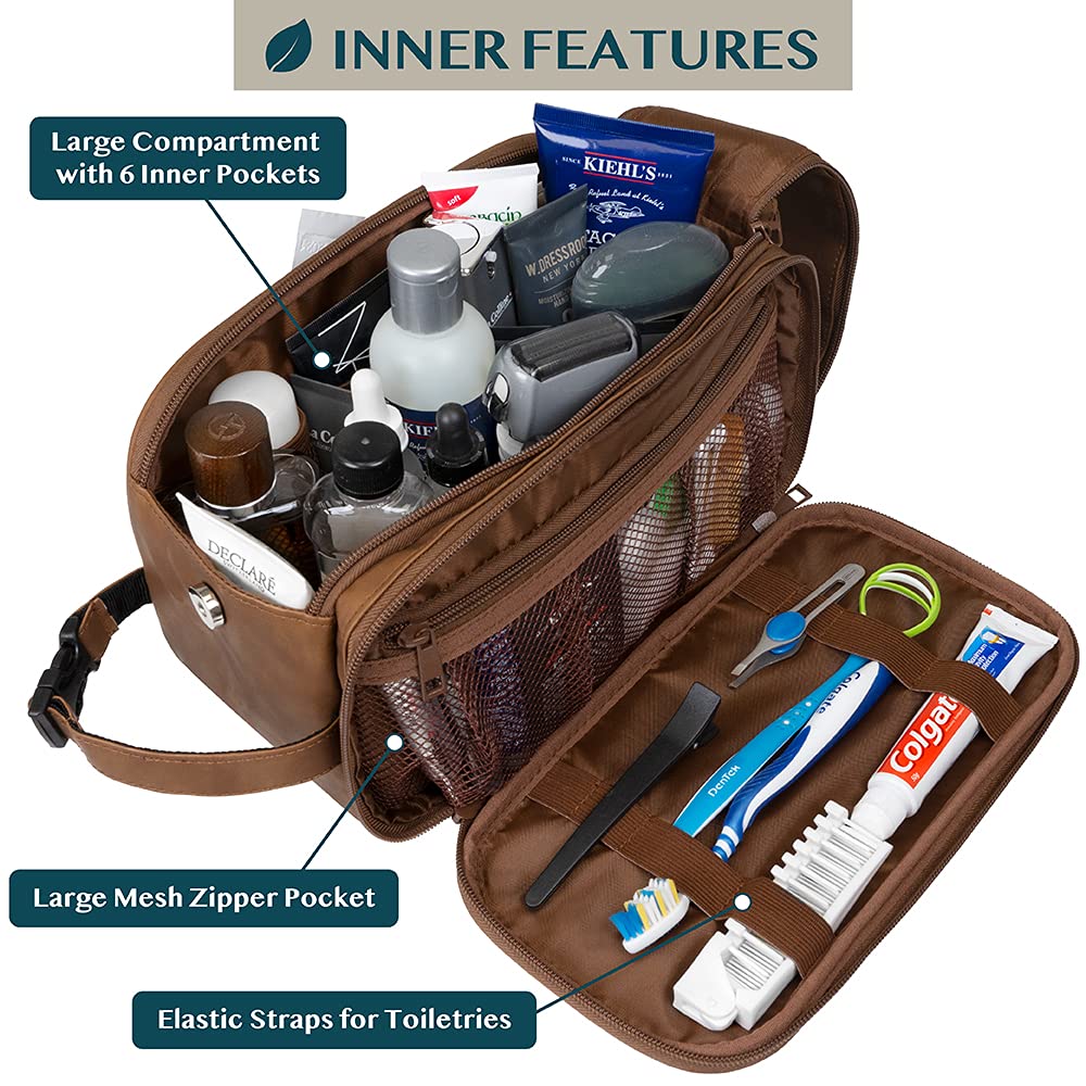 PAVILIA Toiletry Bag interior with elastic bands and mesh pockets for organization