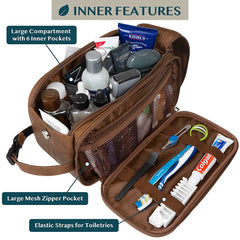 PAVILIA Toiletry Bag interior with elastic bands and mesh pockets for organization