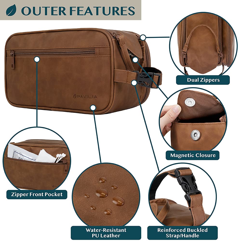 PAVILIA Toiletry Bag with water-resistant lining to guard against spills