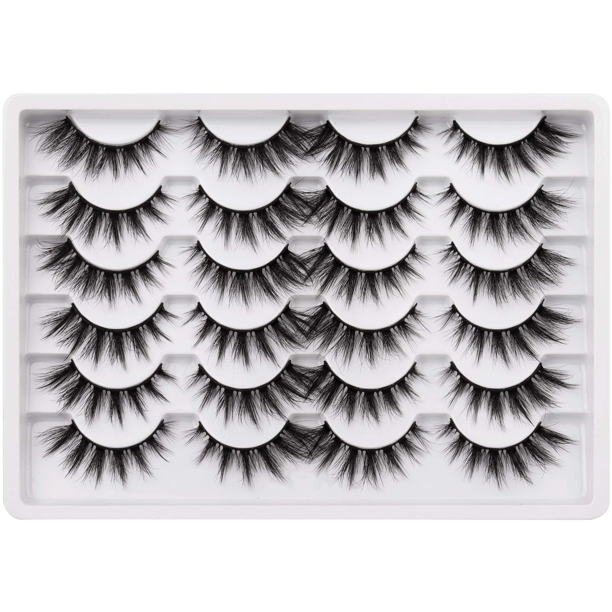 Pawotence 18mm cat eye lashes deliver a dramatic wispy 3D look for everyday wear.
