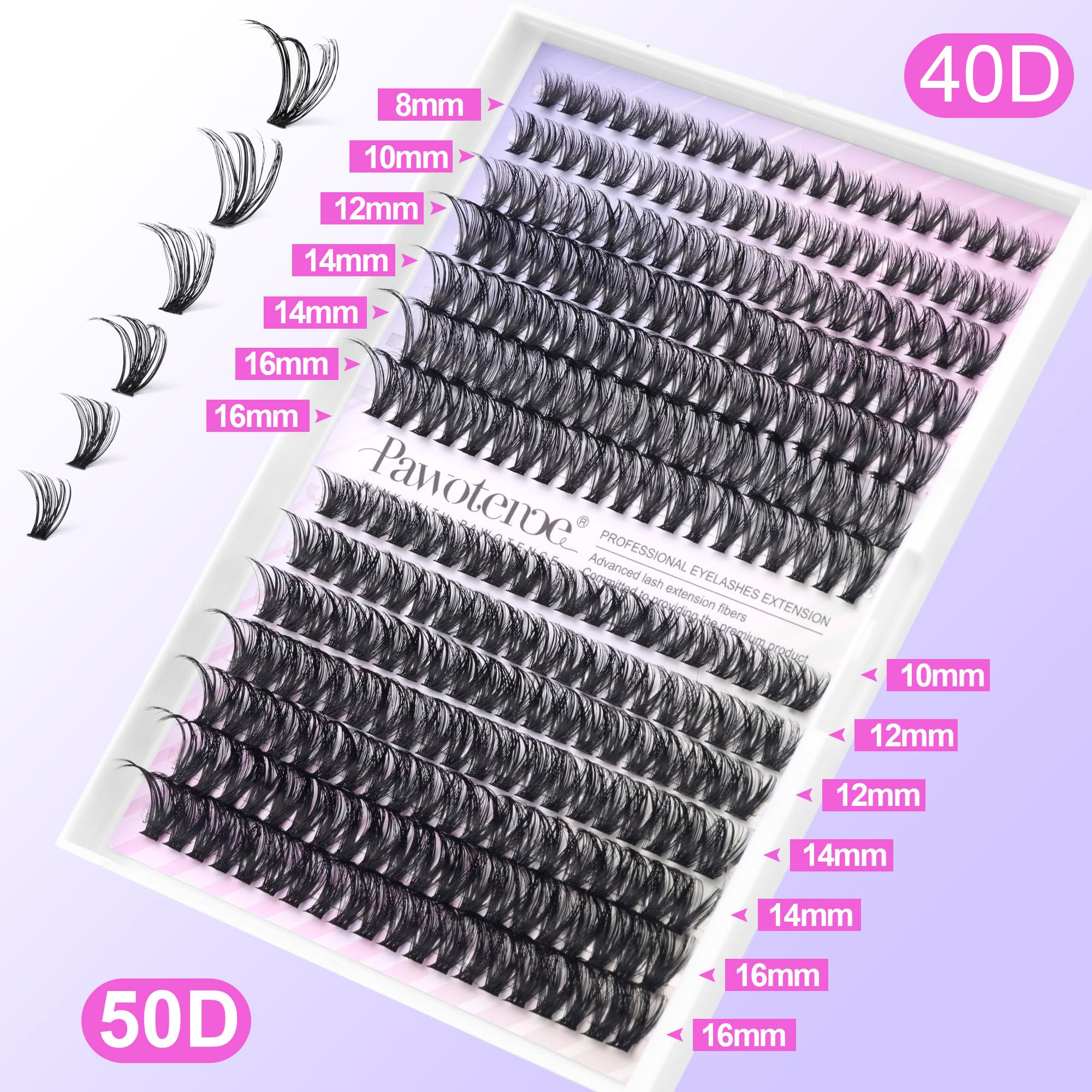 Pawotence closeup cluster lashes showing soft density