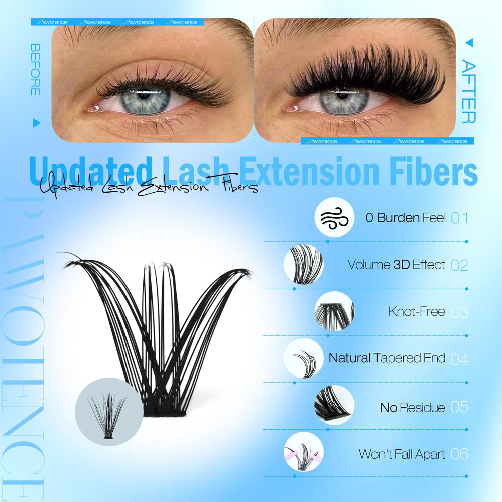 Pawotence cluster lashes in 10-18mm with varied lengths