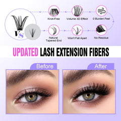 Pawotence cluster lashes 40D/50D close view for fuller look