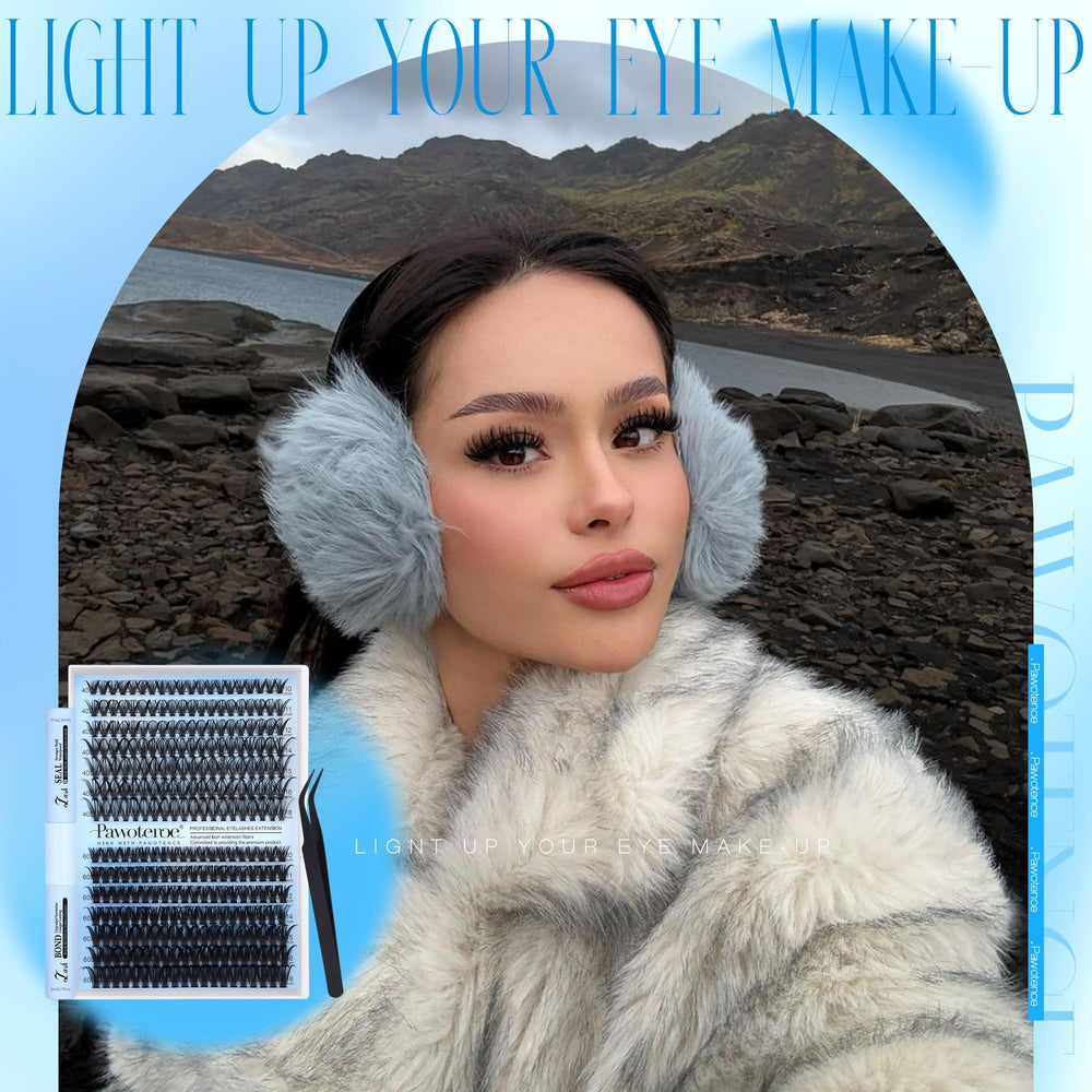 Pawotence DIY eyelash-extension setup shown for at-home use