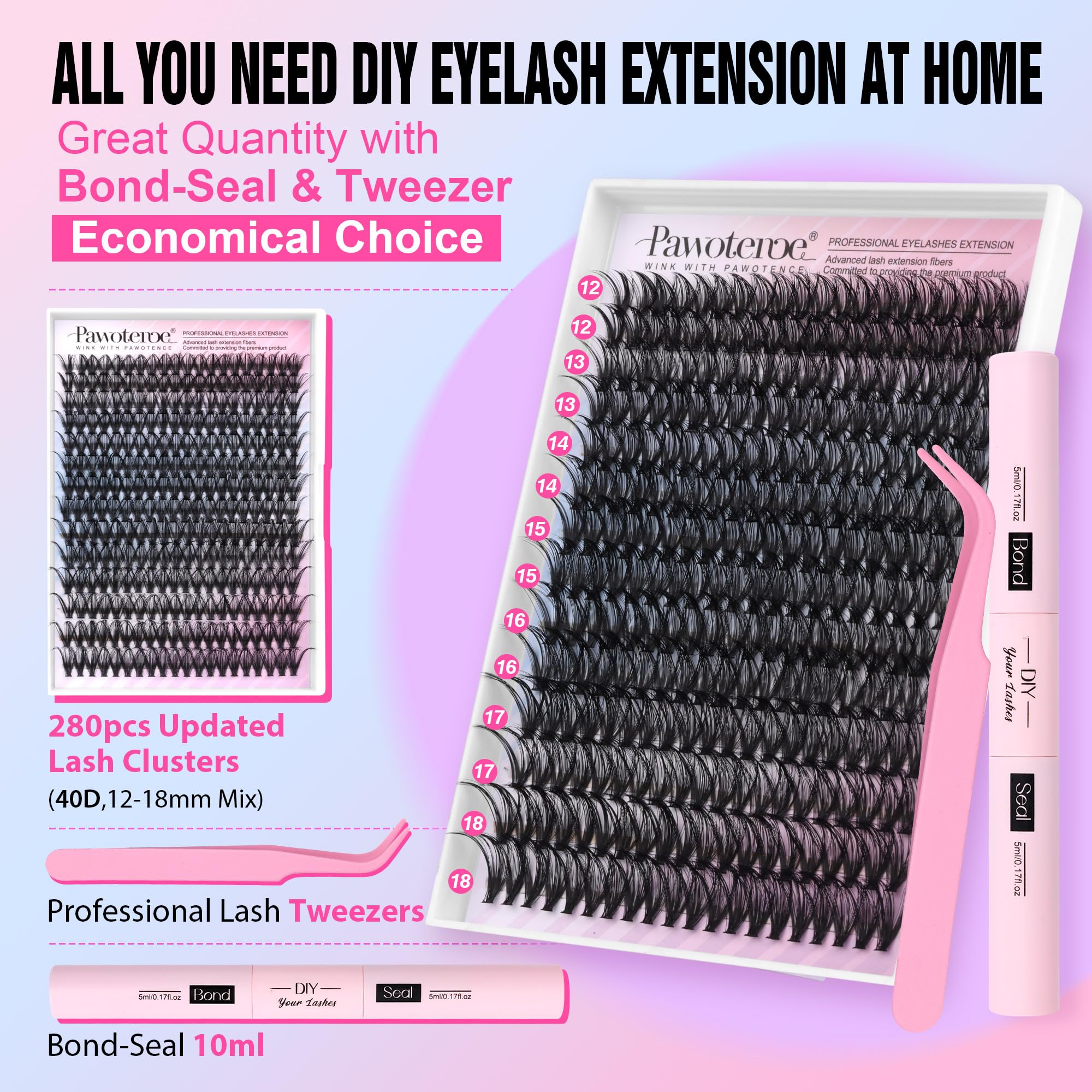 Pawotence lash bond-and-seal bottle for secure, long-lasting lash adhesion.