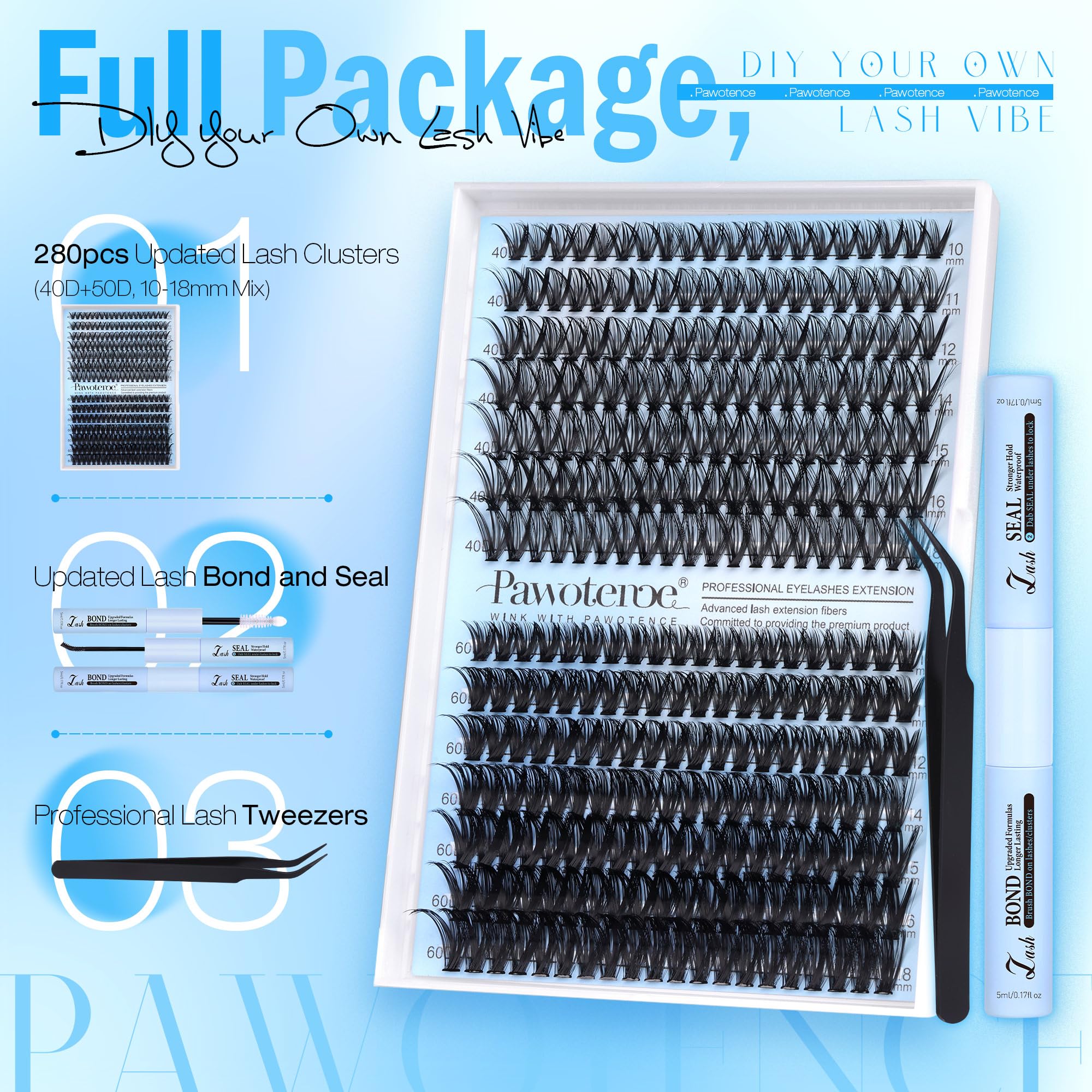 Pawotence lash bond and seal bottle for secure, long-lasting hold