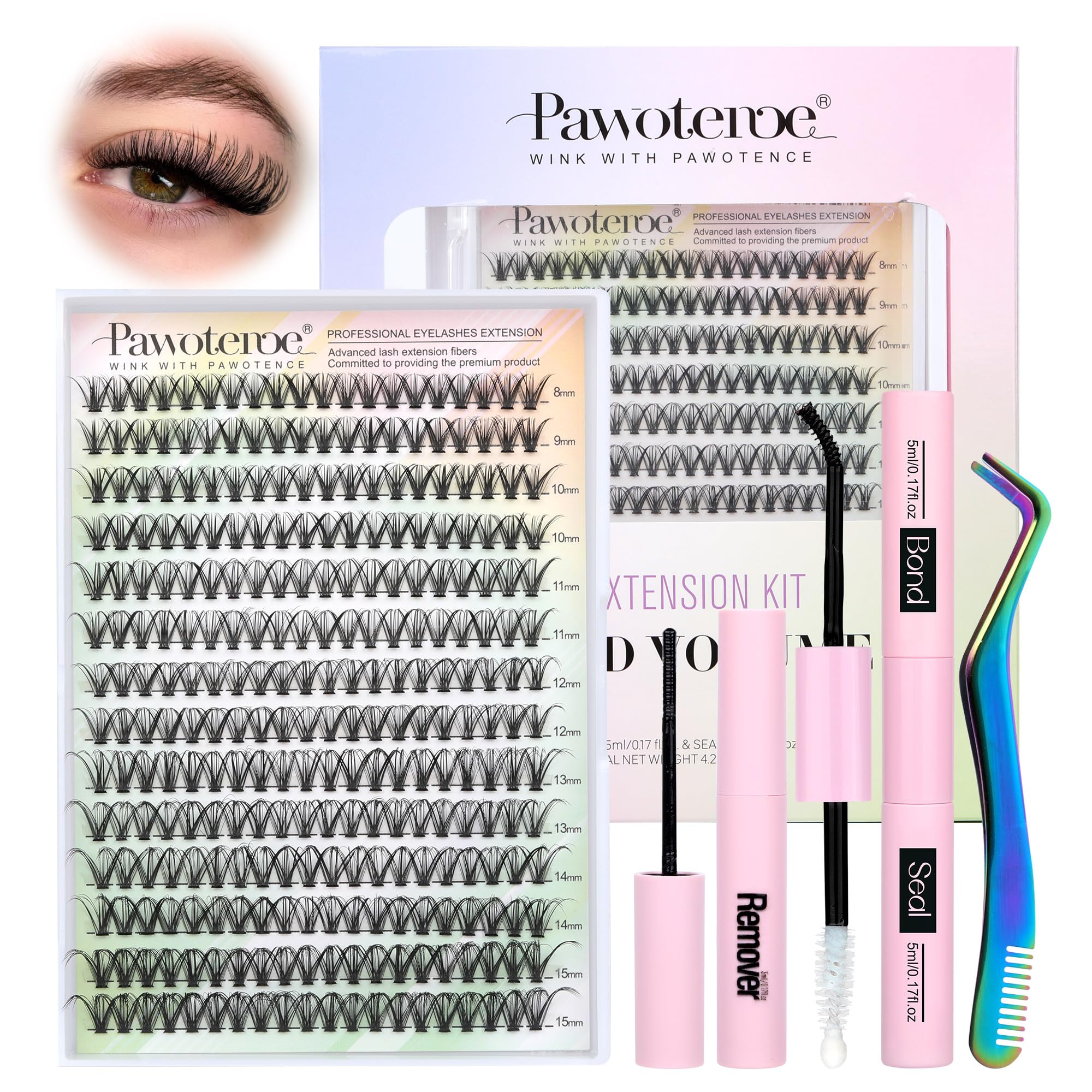 Pawotence lash kit contents 280pcs enables easy at-home lash extensions.
