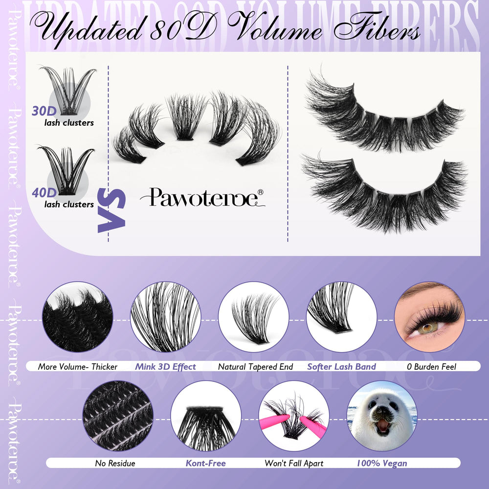 Pawotence Mink Clusters 80D 10mm for subtle enhancement
