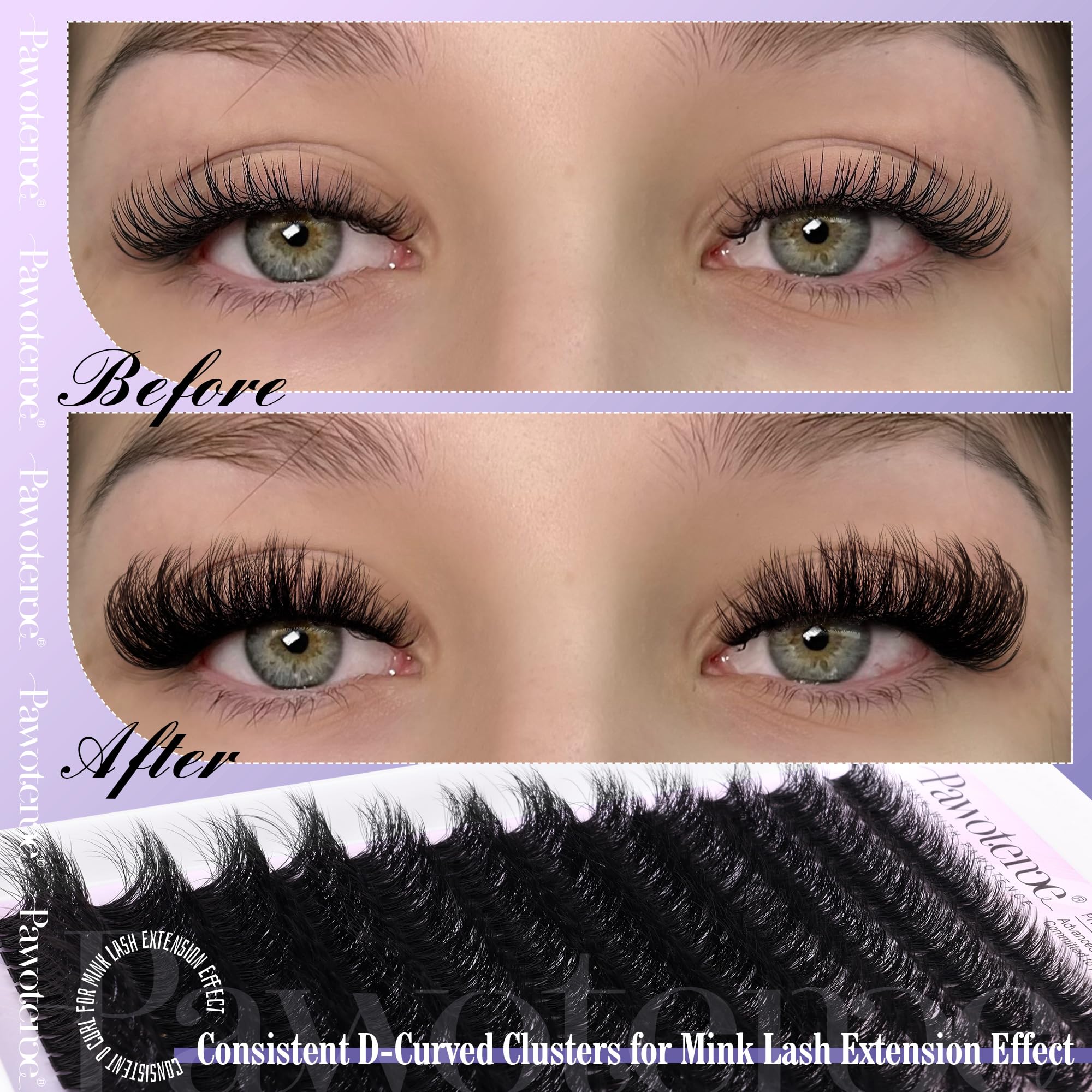 Pawotence Mink Clusters 80D 15mm for daytime fullness