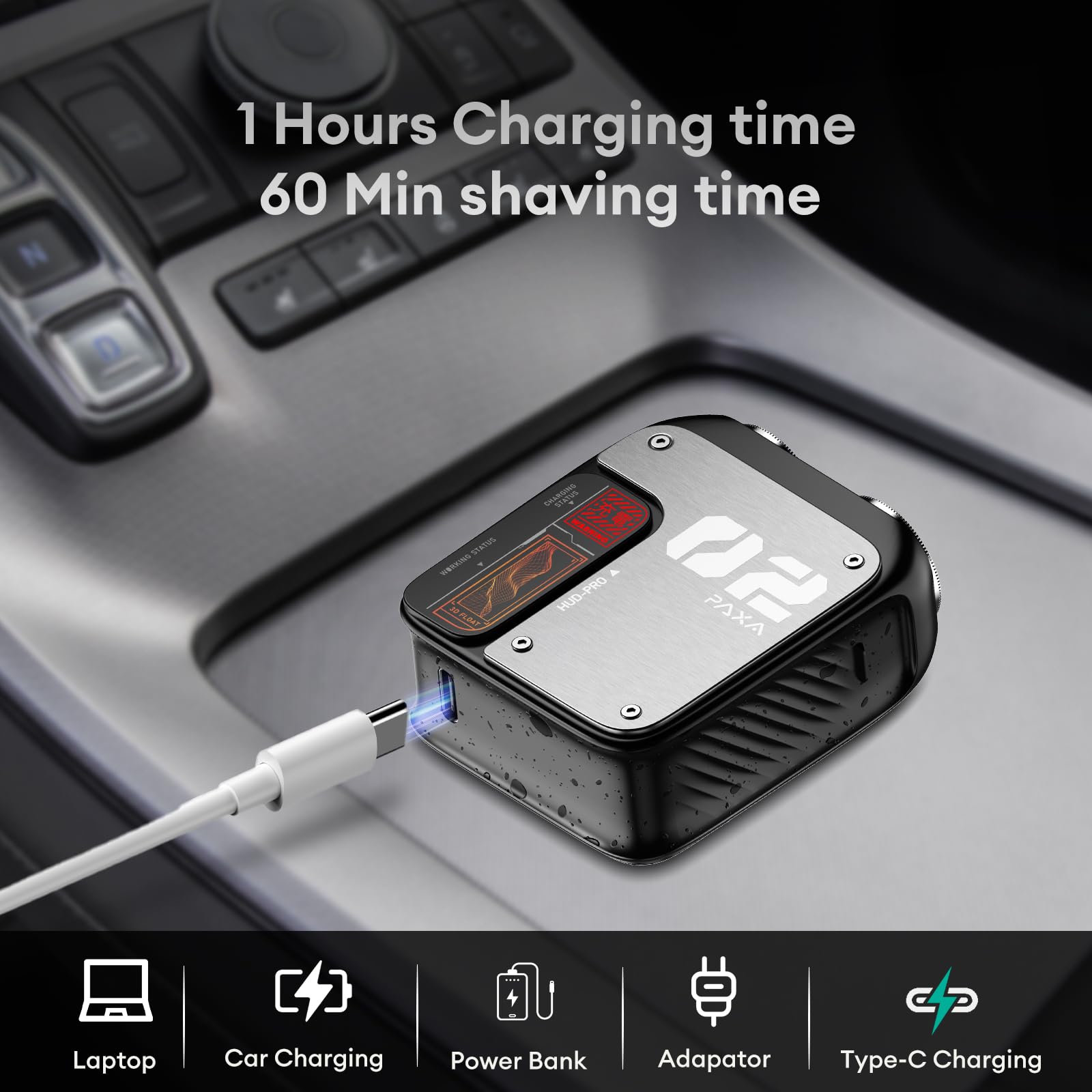 PAXA mini shaver USB-C charging for quick top-ups on the go
