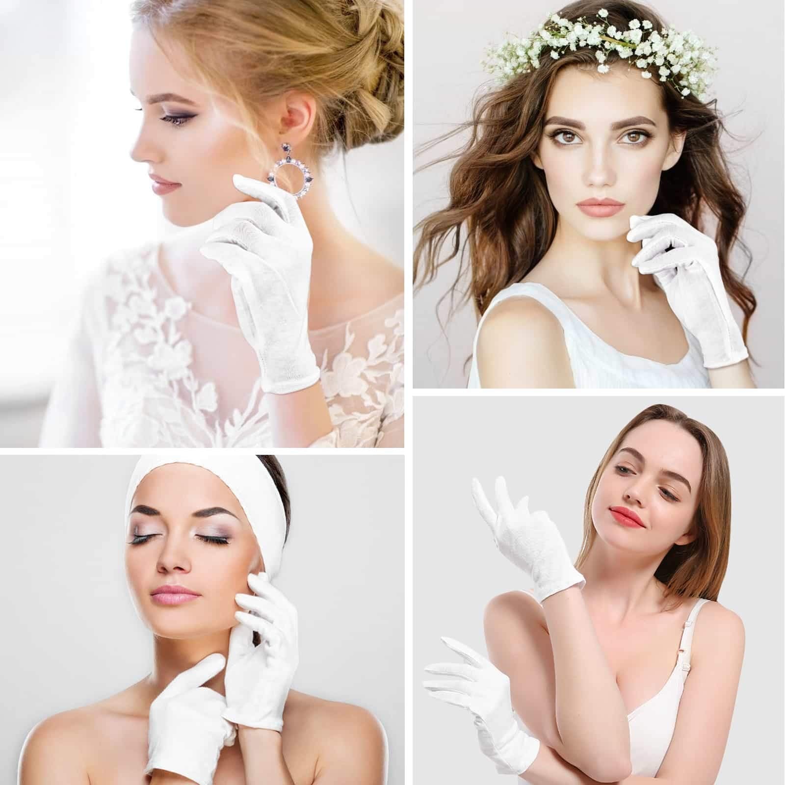 Paxcoo 8-inch gloves showing one-size-fits-most flexibility