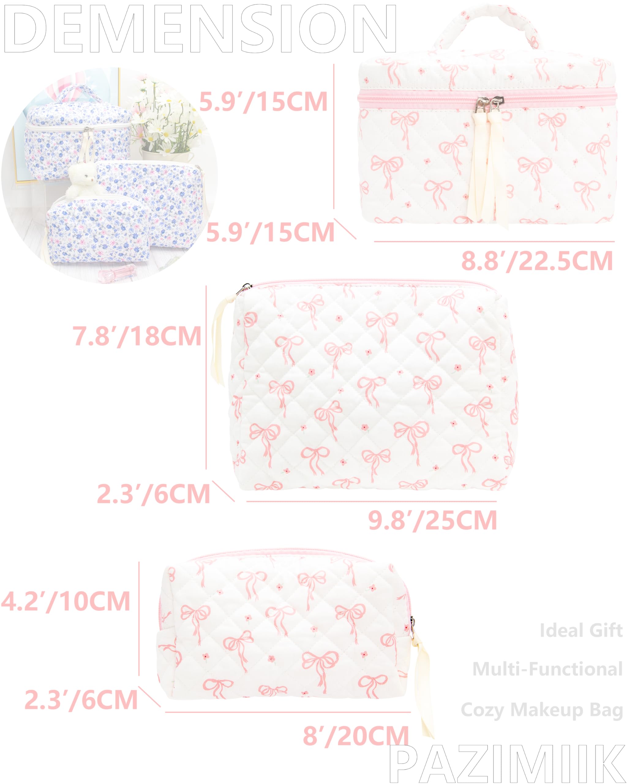 PAZIMIIK interior mesh pocket for brushes and small items inside the makeup bag.