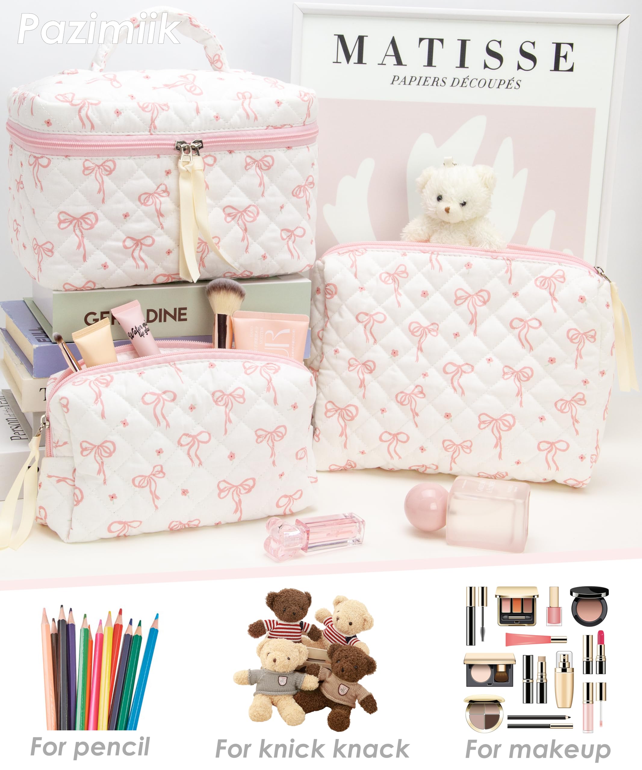 PAZIMIIK travel-ready makeup bag set is compact and lightweight for on-the-go use.