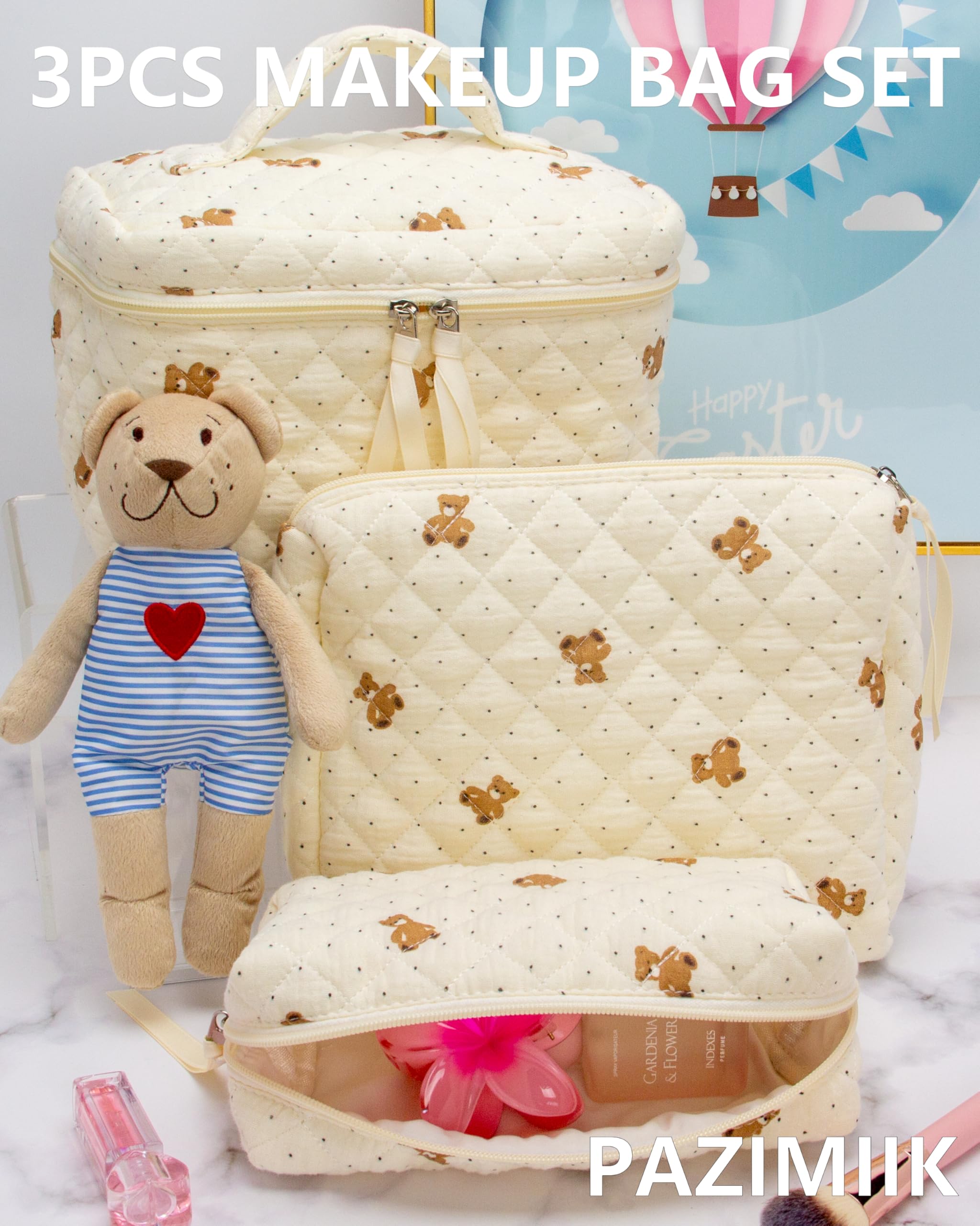 PAZIMIIK small quilted makeup bag perfect for daily carry