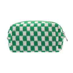 PAZIMIIK bolsa de maquillaje a cuadros, ideal para viajar ligera.