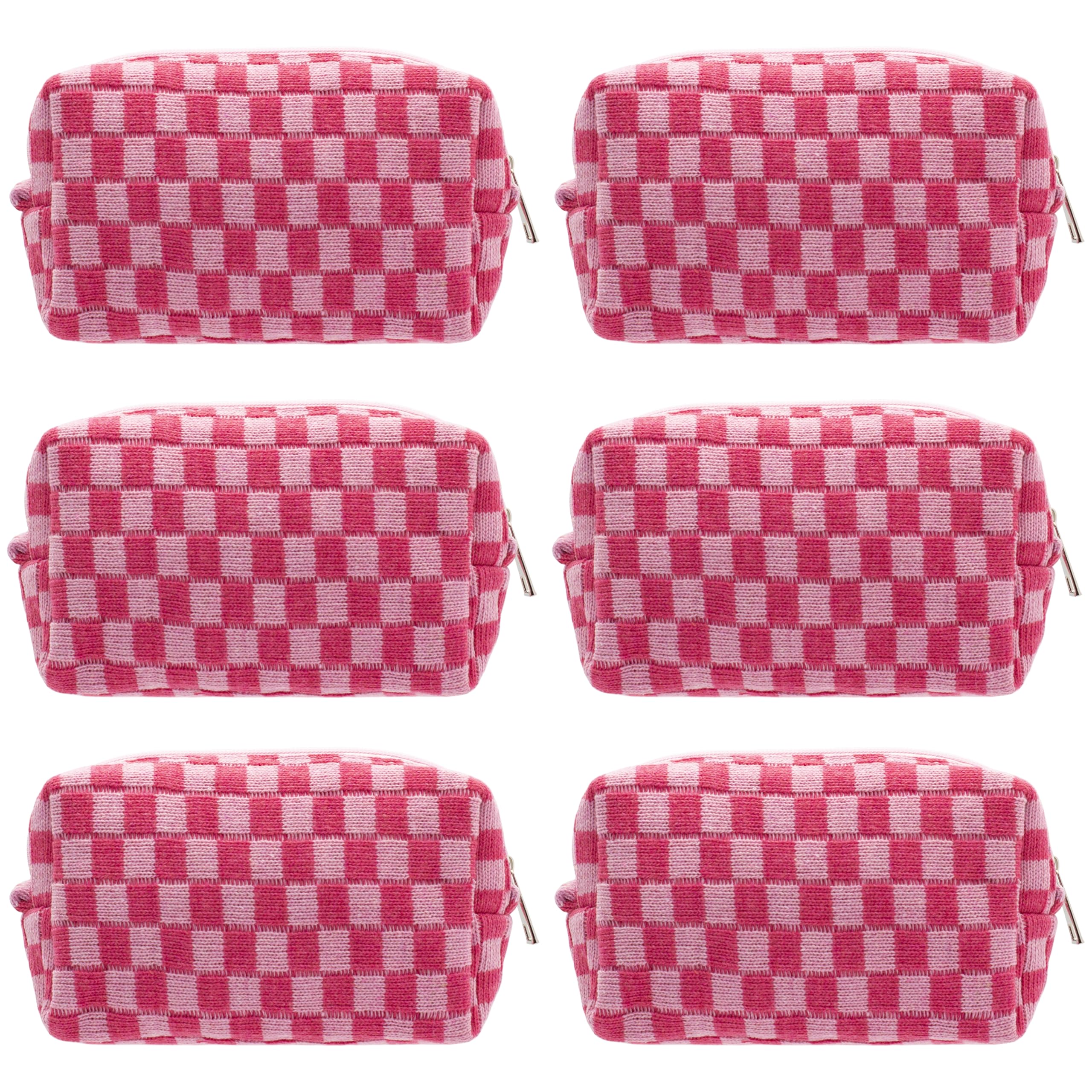 PAZIMIIK checkered makeup bag with flat bottom for upright display