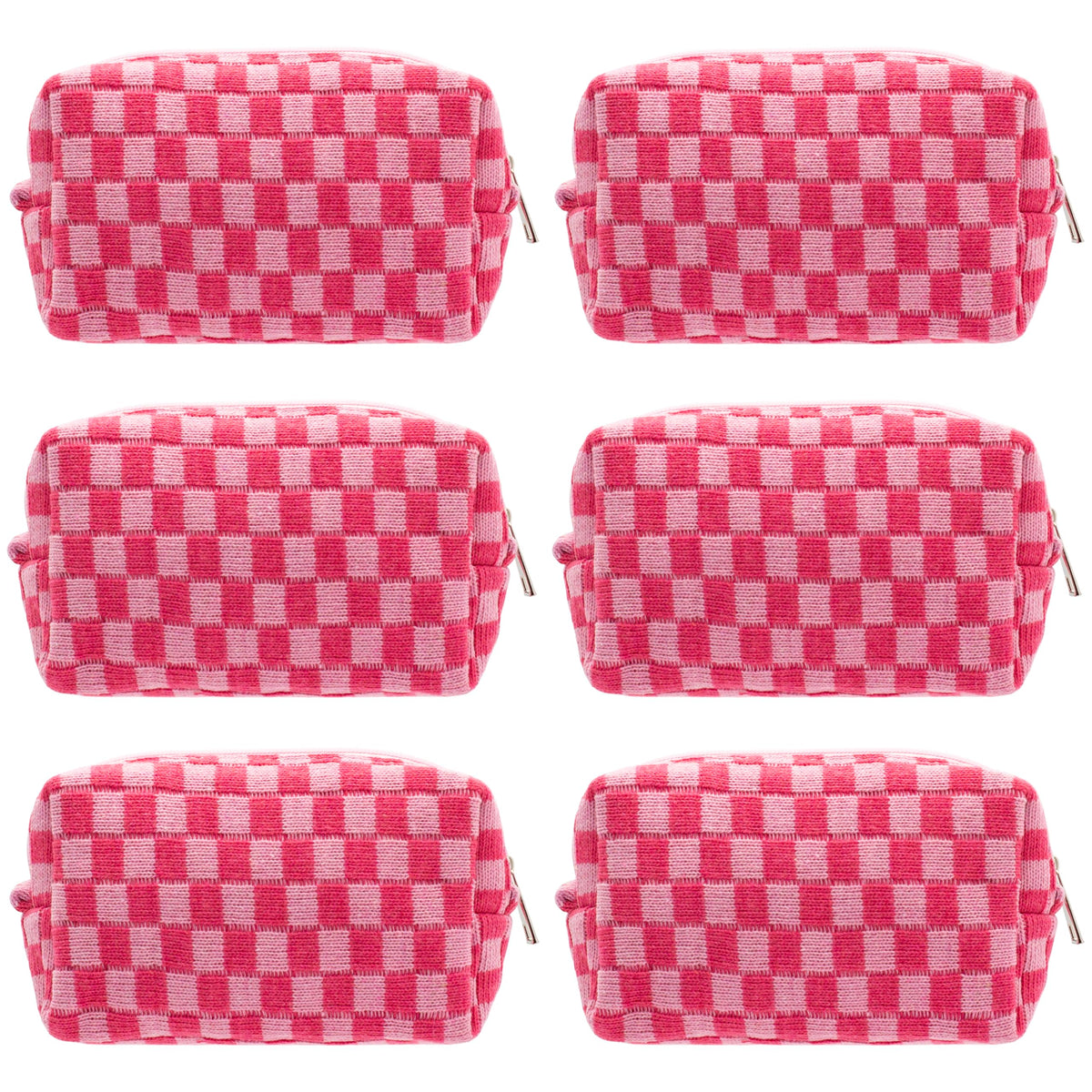 PAZIMIIK checkered makeup bag with flat bottom for upright display