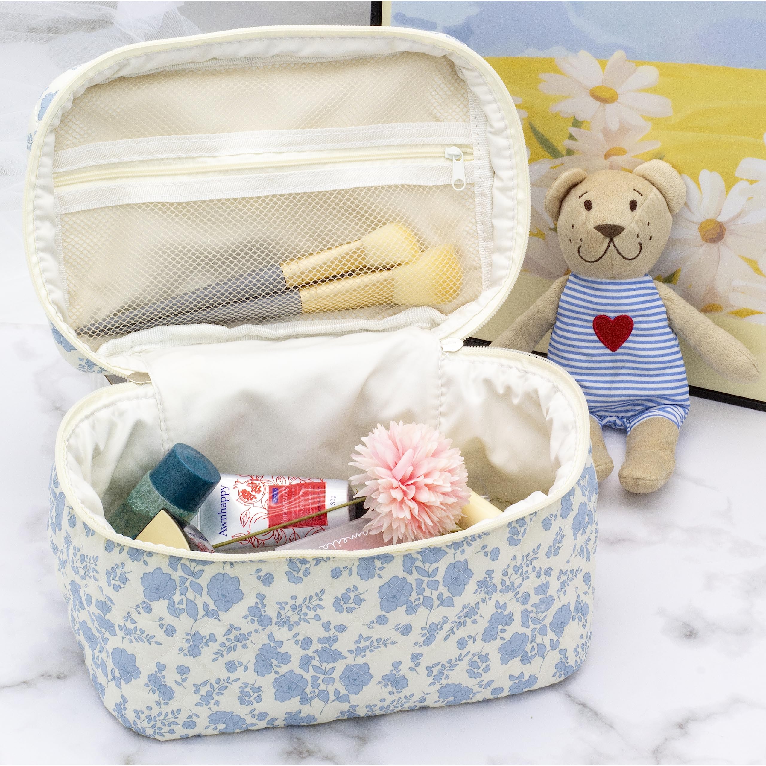 PAZIMIIK cotton makeup bag spacious main compartment for makeup and accessories