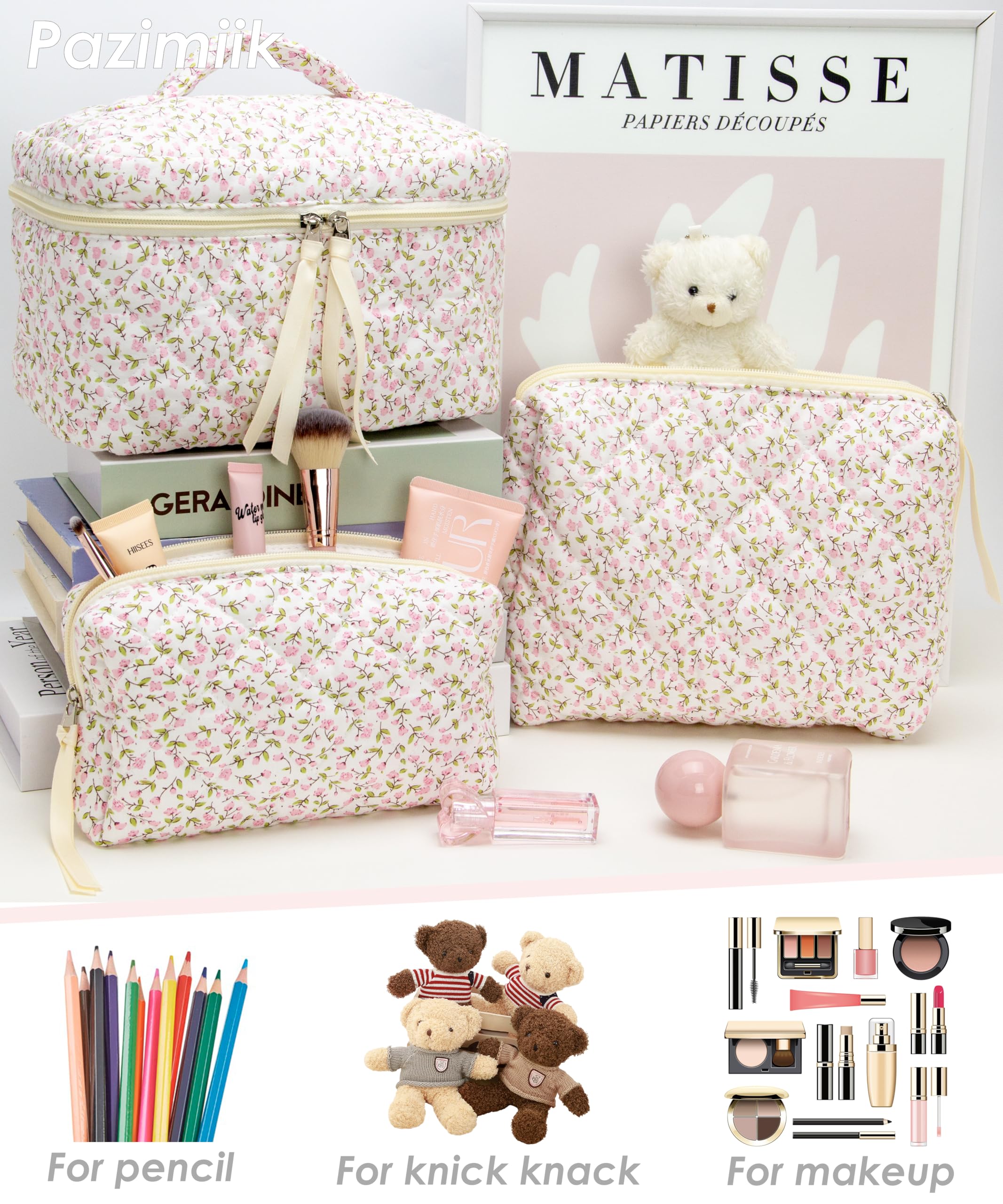 PAZIMIIK floral pink set complements looks while simplifying packing.