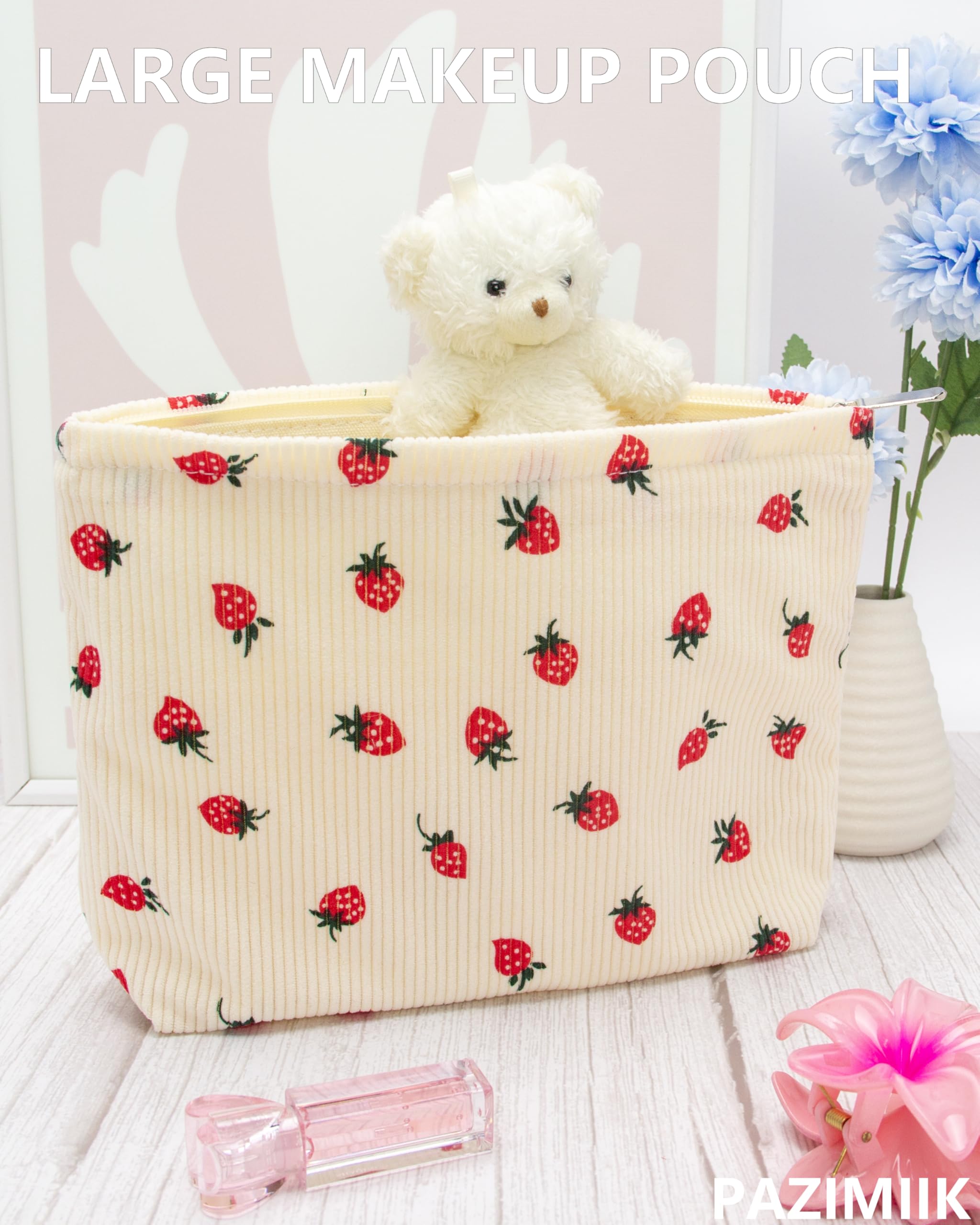 PAZIMIIK makeup bag is travel-ready, fitting toiletries and small essentials.