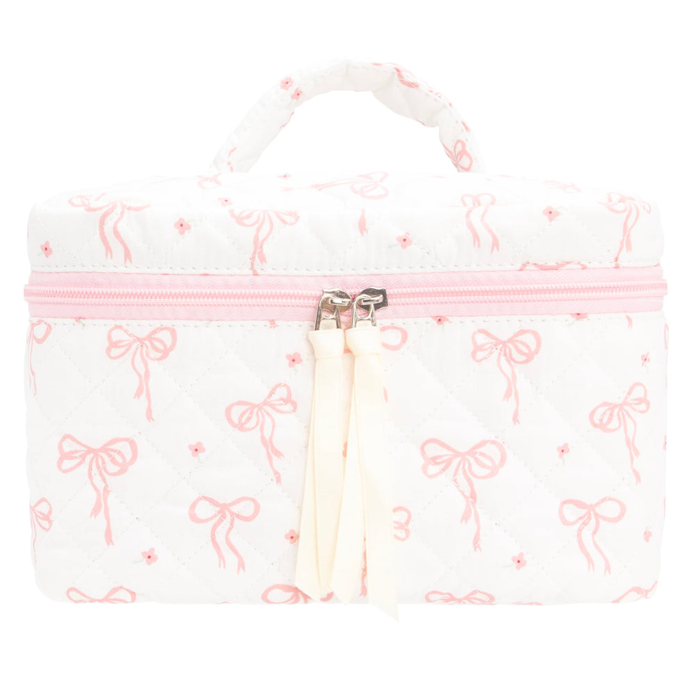 PAZIMIIK Quilted Makeup Bag exterior shows luxe quilting for chic travel organization