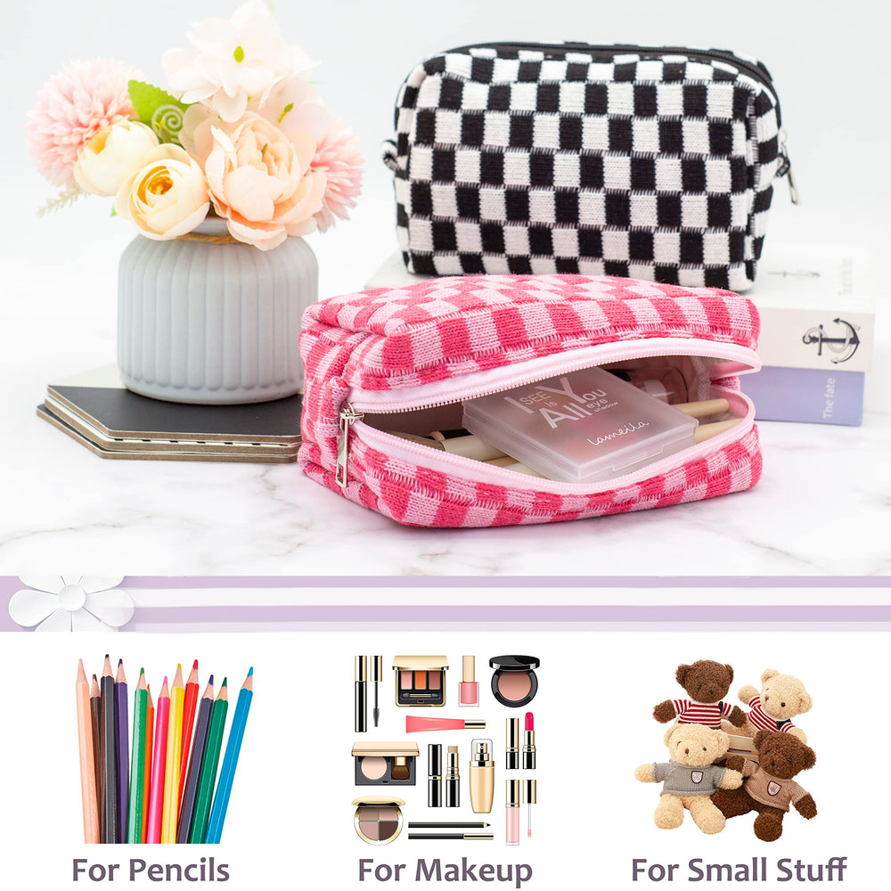 PAZIMIIK single-compartment makeup bag in hot pink for easy access