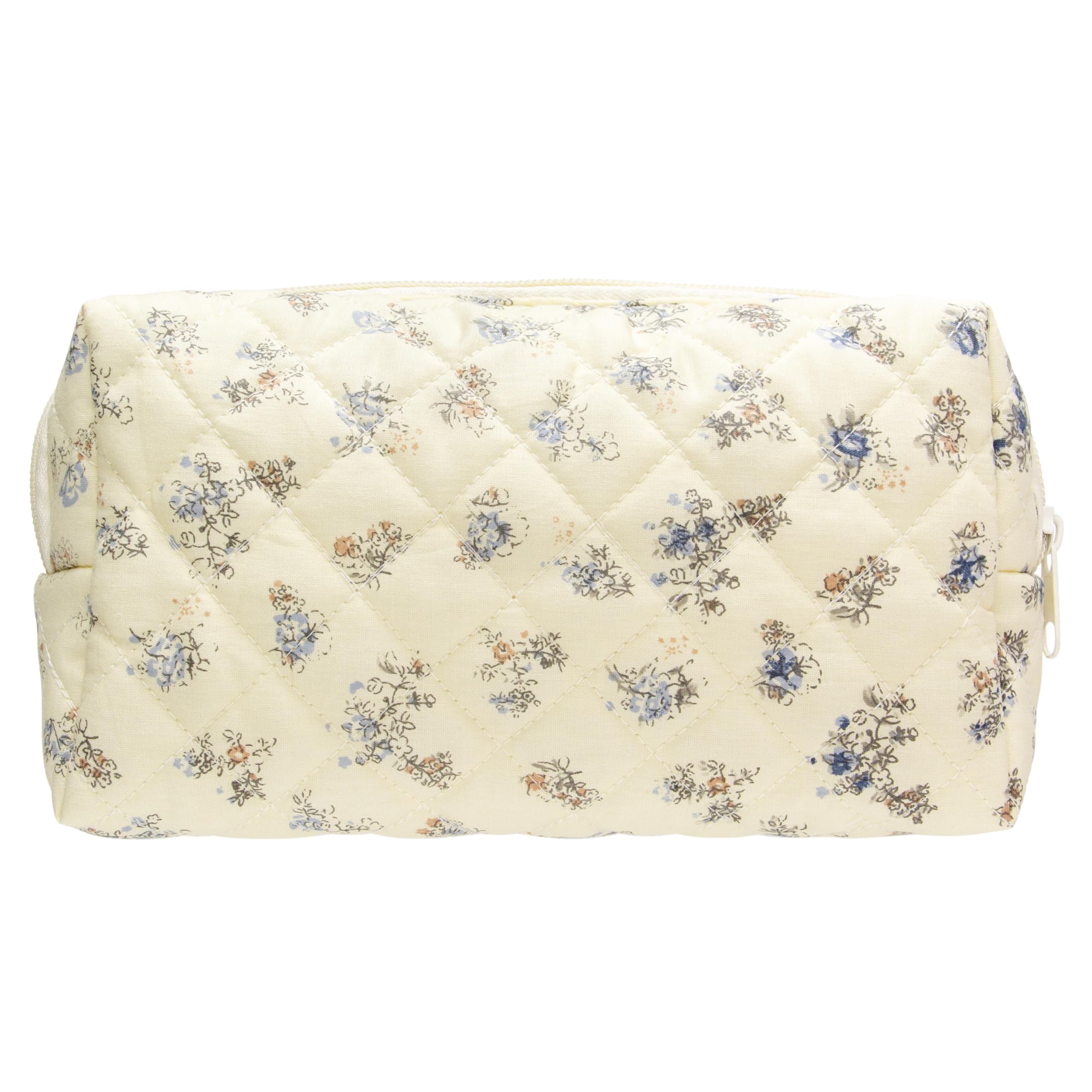 PAZIMIIK vintage quilted makeup bag front view for travel-ready organization