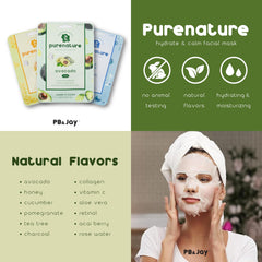 PB&JAY Purenature acai-berry mask sheet close-up for soothing hydration