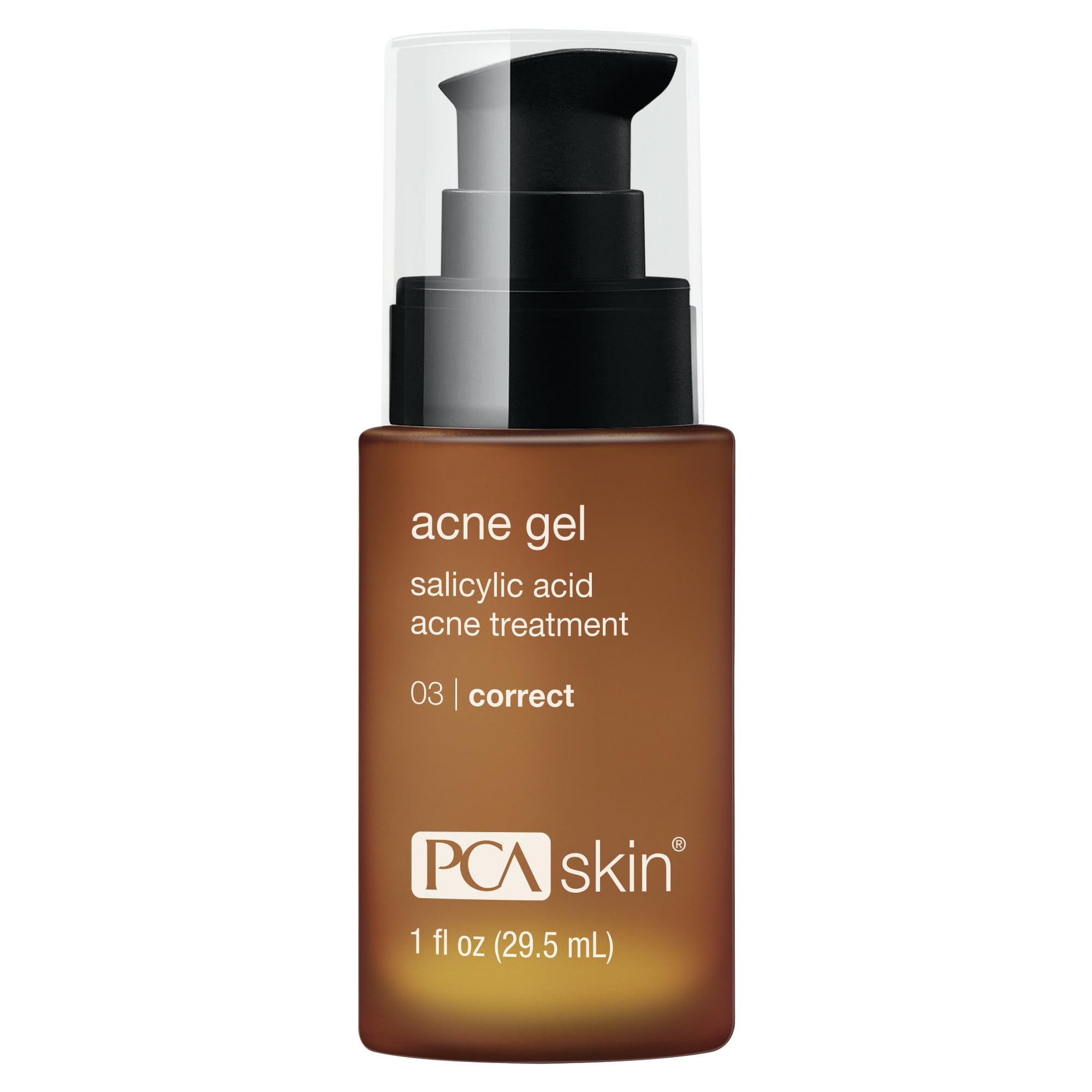 PCA SKIN Acne Gel Pump demonstrates fast-acting blemish relief on skin.