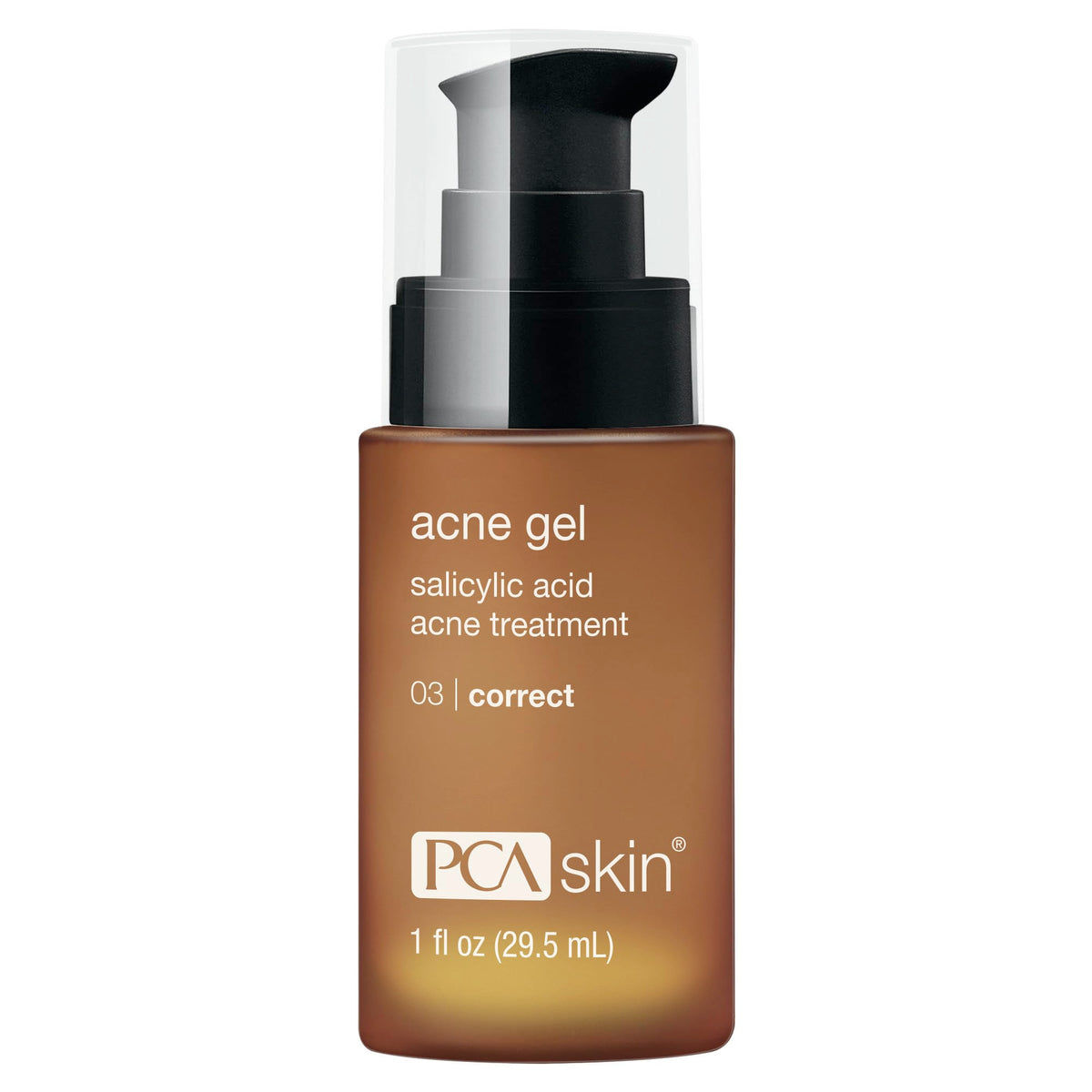 PCA SKIN Acne Gel Pump demonstrates fast-acting blemish relief on skin.