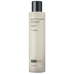 PCA SKIN benzoyl peroxide face wash bottle showcases 5% formula for clearer pores.